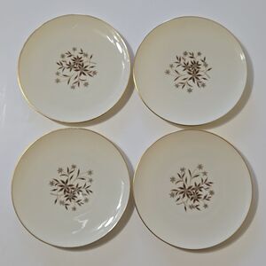 Lenox Starlight Small Floral  Appetizer Plates Set of 4 Dessert Gold Rim‎ Classy